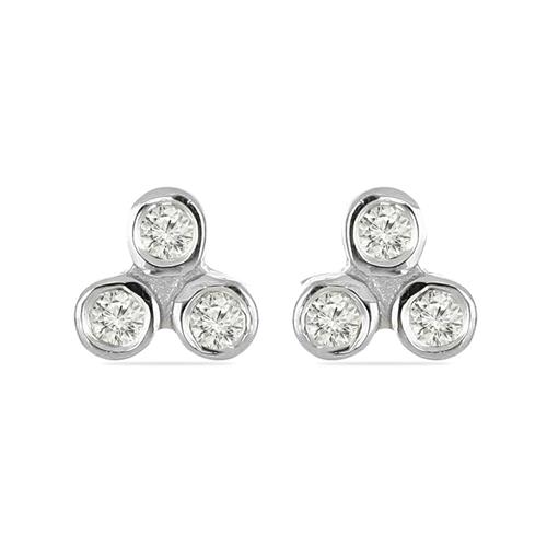 0.13 CT G-H, I2-I3 WHITE DIAMOND DOUBLE CUT STERLING SILVER EARRING #VE036934